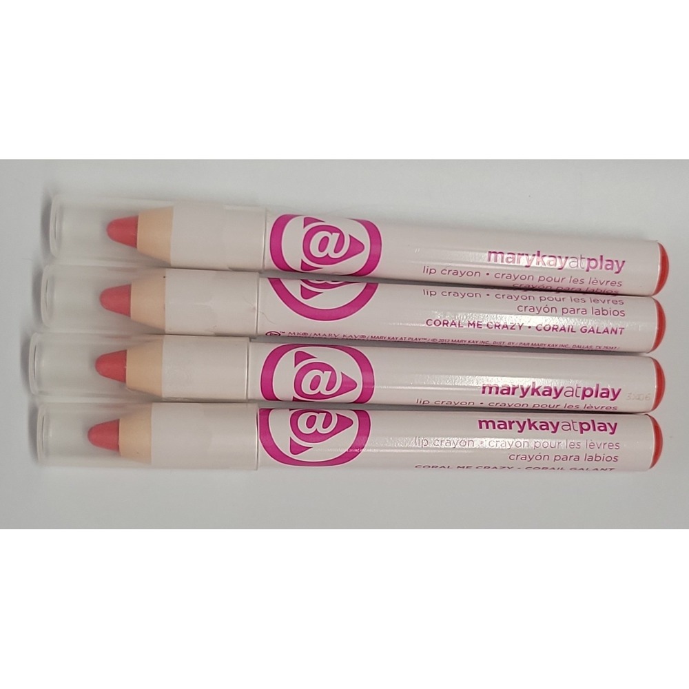 Lot of 4 Mary Kay At Play Lip Crayon Coral Me Crazy Pink Peach Pencil New